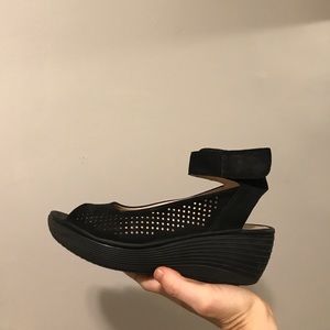 Clarks Wedge Sandals in black